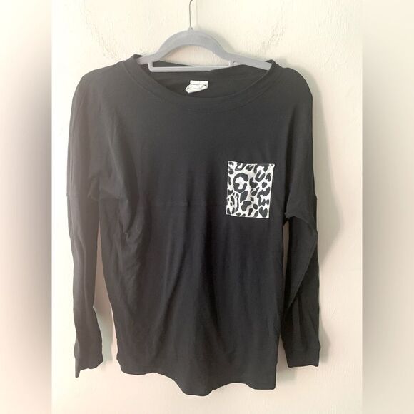 Victoria’s Secret PINK black long sleeve pocketed tee shirt size XS - Picture 1 of 8